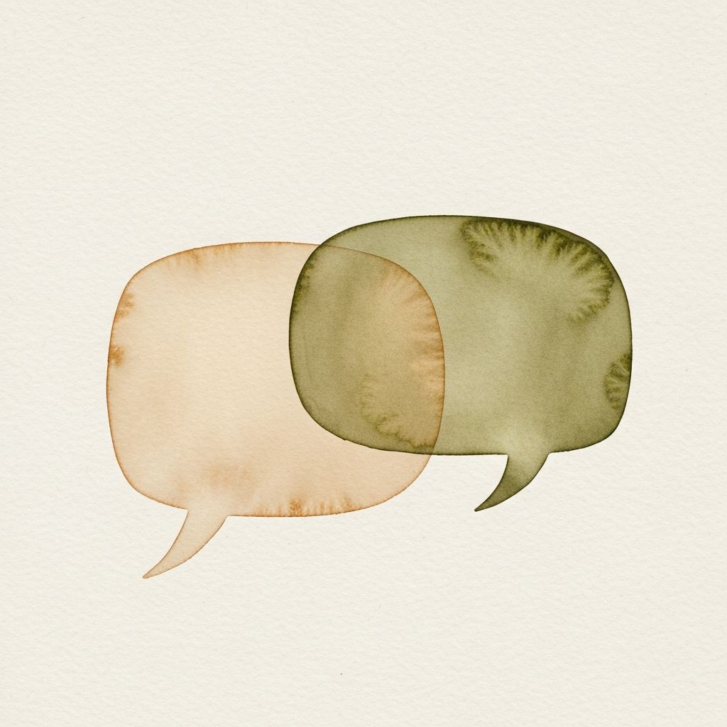 Two overlapping speech bubbles representing respectful dialogue